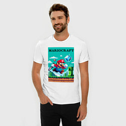 Футболка slim-fit Mario and Minecraft - collaboration pixel art, цвет: белый — фото 2