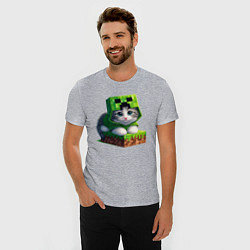 Футболка slim-fit Kitten creeper collaboration - ai art, цвет: меланж — фото 2