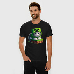 Футболка slim-fit Kitten creeper collaboration - ai art, цвет: черный — фото 2