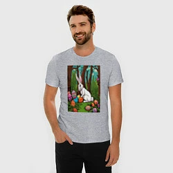 Футболка slim-fit Пасхальный кроль в лесу, цвет: меланж — фото 2