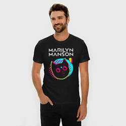 Футболка slim-fit Marilyn Manson rock star cat, цвет: черный — фото 2