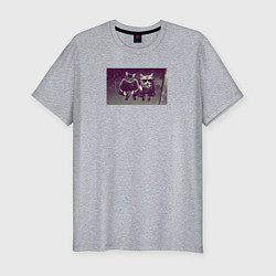 Футболка slim-fit Два кота в очках на кортах, цвет: меланж