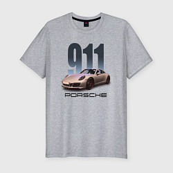 Футболка slim-fit Порше 911 спортивный автомобиль, цвет: меланж