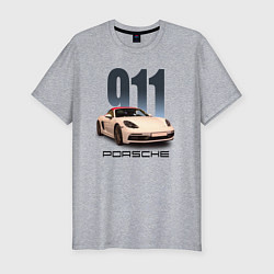 Футболка slim-fit Немецкий спортивный автомобиль Порше 911, цвет: меланж
