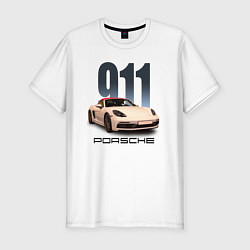 Футболка slim-fit Немецкий спортивный автомобиль Порше 911, цвет: белый