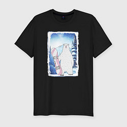 Футболка slim-fit Медвежий сноуборд, цвет: черный