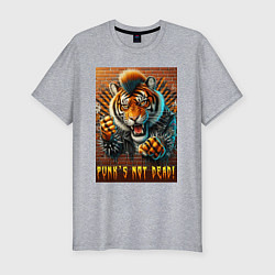 Футболка slim-fit Punks not dead - motto tiger, цвет: меланж