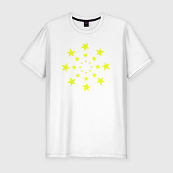 Футболка slim-fit Желтые неоновые звезды, цвет: белый