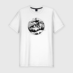 Футболка slim-fit Осеннее катание, цвет: белый