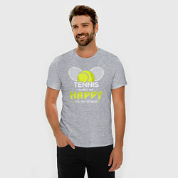 Футболка slim-fit Теннис делает меня счастливым а ты не очень, цвет: меланж — фото 2