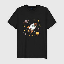 Футболка slim-fit Ракета to the moon, цвет: черный