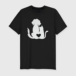 Футболка slim-fit Cats and dogs love, цвет: черный