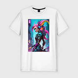 Футболка slim-fit Cyber witch - ai art fantasy, цвет: белый