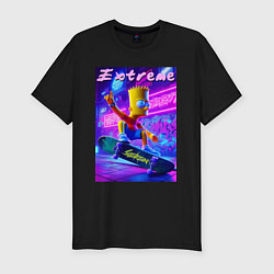 Футболка slim-fit Bart Simpson on a skateboard - extreme ai art, цвет: черный