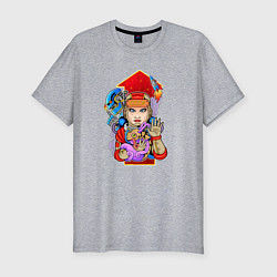 Футболка slim-fit Девушка космонавт СССР, цвет: меланж