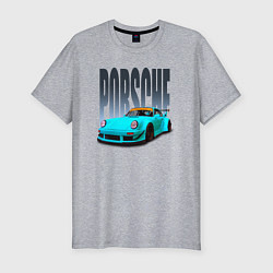 Футболка slim-fit Porsche 911 винтажный немецкий автомобиль, цвет: меланж