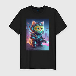 Футболка slim-fit Cool kitten - special cyberforces, цвет: черный