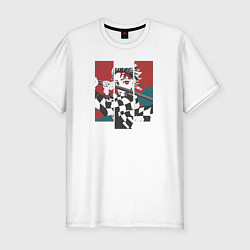 Футболка slim-fit Тандзиро 3 экрана Клинок рассекающий демонов, цвет: белый