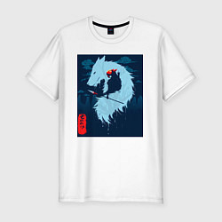 Футболка slim-fit Принцесса Мононоке-волчица Моро, цвет: белый