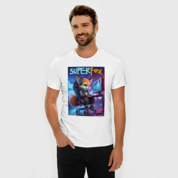 Футболка slim-fit Super fox gamer - ai art fantasy, цвет: белый — фото 2