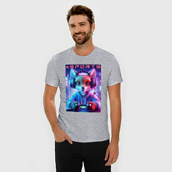 Футболка slim-fit Funny fox - e sports ai art, цвет: меланж — фото 2