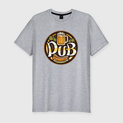 Футболка slim-fit Beer pub, цвет: меланж