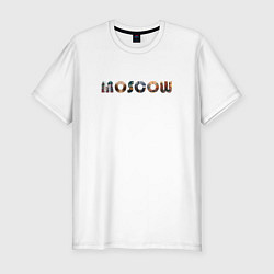 Футболка slim-fit Москва надпись с фотографиями, цвет: белый