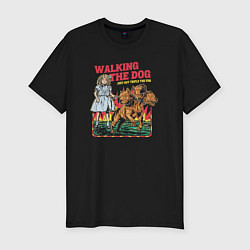Футболка slim-fit Walking the dog just got triple the fun, цвет: черный