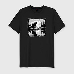 Футболка slim-fit Медведи жизнь в дикой природе, цвет: черный