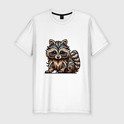 Футболка slim-fit Енот полосатый, цвет: белый