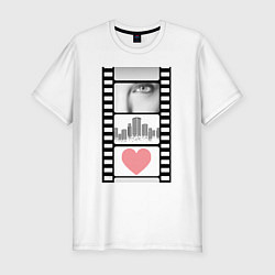 Футболка slim-fit Пиксели кинопленка город, цвет: белый
