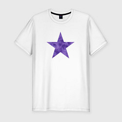 Футболка slim-fit Акварельная звезда в фиолетовом, цвет: белый