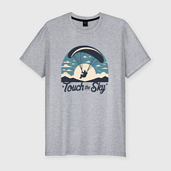 Футболка slim-fit Полет на параплане экстремальный спорт ретро, цвет: меланж