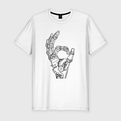 Футболка slim-fit Знак Ок - робот, цвет: белый