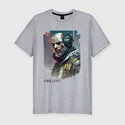 Футболка slim-fit Cyber Lenin - ai art fantasy, цвет: меланж