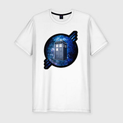 Футболка slim-fit Tardis in space, цвет: белый