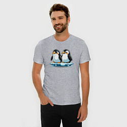 Футболка slim-fit Два пингвина на льдине, цвет: меланж — фото 2