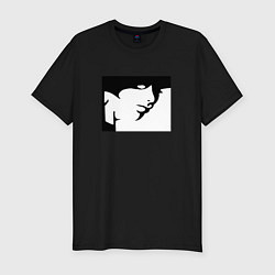 Футболка slim-fit Застенчивая незнакомка, цвет: черный
