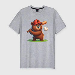 Футболка slim-fit Bear cub batter Baltimore Orioles - ai art, цвет: меланж