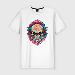 Футболка slim-fit Roses skull, цвет: белый