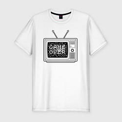 Футболка slim-fit Game over television, цвет: белый