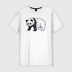 Футболка slim-fit Панда медведь, цвет: белый