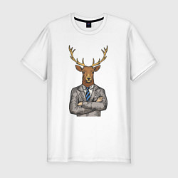 Футболка slim-fit Олень босс, цвет: белый