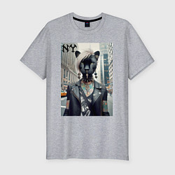 Футболка slim-fit Молодая пантера - модница из Нью-Йорка, цвет: меланж