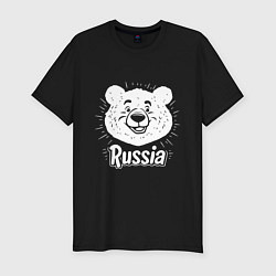 Футболка slim-fit Россия и медведь, цвет: черный