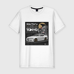 Футболка slim-fit Nissan Skyline годзила, цвет: белый