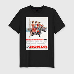 Футболка slim-fit Honda мотоцикл, цвет: черный