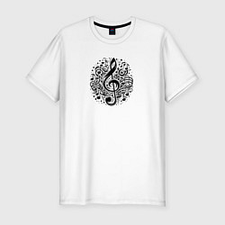 Футболка slim-fit Декоративная татуировка с нотами, цвет: белый