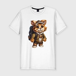 Футболка slim-fit Тигрёнок-турист, цвет: белый