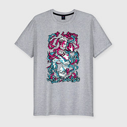 Футболка slim-fit Магическая битва Итадори х Сукуна неон, цвет: меланж